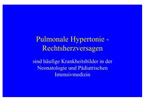 Pathophysiologie und Hämodynamik bei pulmonaler Hypertonie + ...