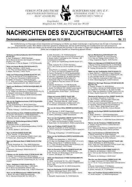 NACHRICHTEN DES SV-ZUCHTBUCHAMTES - Jacentus