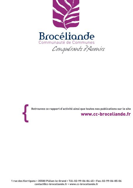 Rapport d'activité - Communauté de Communes de Brocéliande