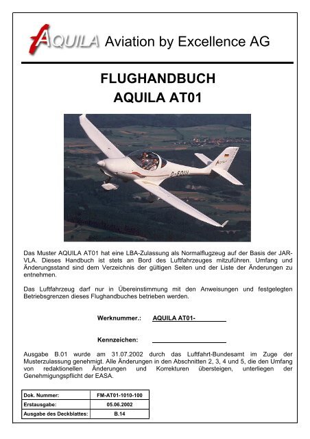 flughandbuch aquila at01 - AQUILA Aviation by Excellence GmbH