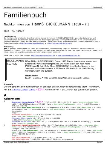 Bickelmann - AHNEN-IM-SAARLAND