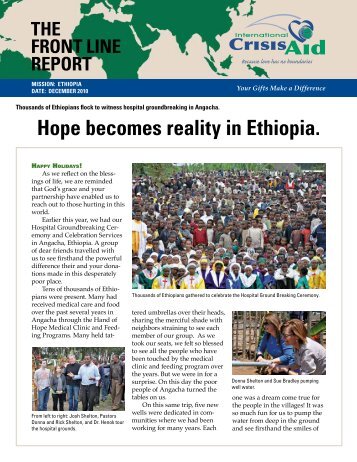 Hope becomes reality in Ethiopia. - International Crisis Aid