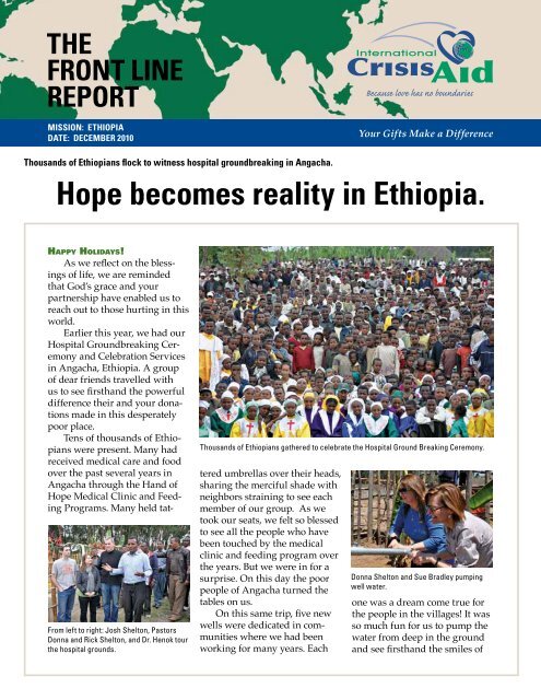Hope becomes reality in Ethiopia. - International Crisis Aid