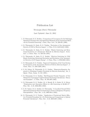 Publication List - Dave Thirumalai