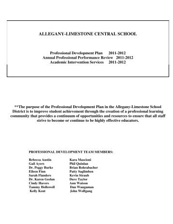 Professional Development Plan - Allegany-Limestone Central School