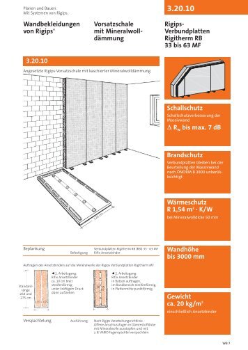 3.20.10 Brandschutz Schallschutz D Rw bis max. 7 dB ... - Rigips