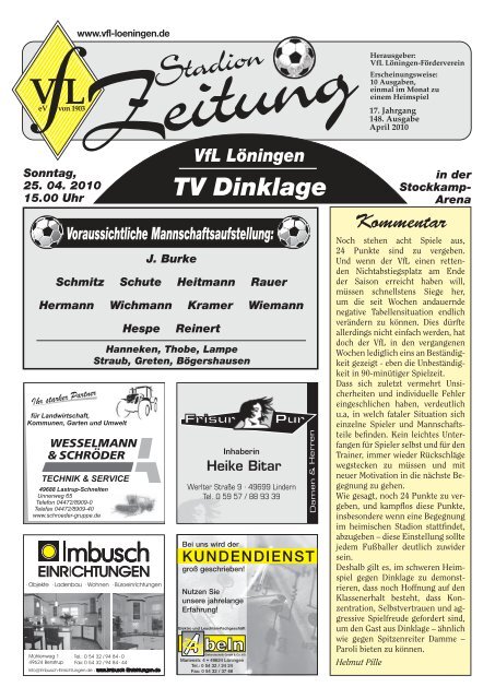 Ausgabe 04/2010, TV Dinklage - VfL Löningen