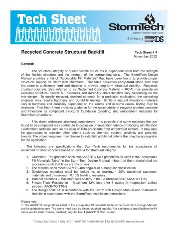 Recycled Concrete Structural Backfill - StormTech