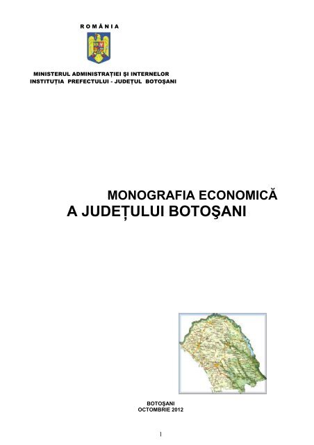Monografia Economica A Judetului Botosani Prefectura Judeţului