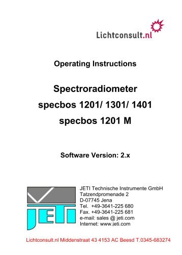 Spectroradiometer specbos 1201/ 1301/ 1401 ... - Lichtconsult.nl