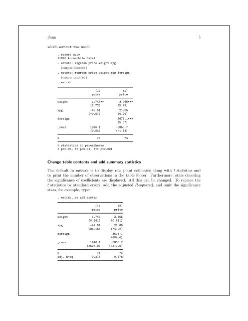 Making regression tables simplified