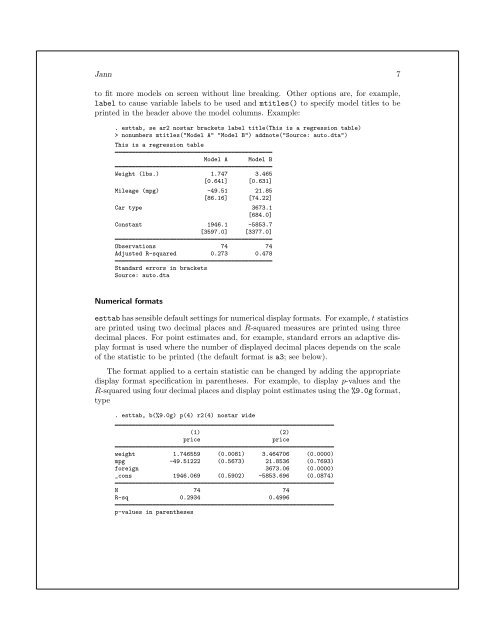 Making regression tables simplified