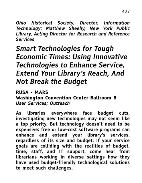 ALA 2010 Annual Conference Program and Exhibit Directory