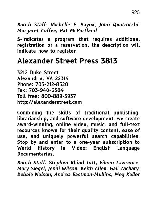 ALA 2010 Annual Conference Program and Exhibit Directory