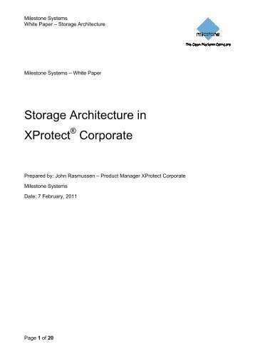 Storage Architecture XProtect Corporate torage ... - Milestone