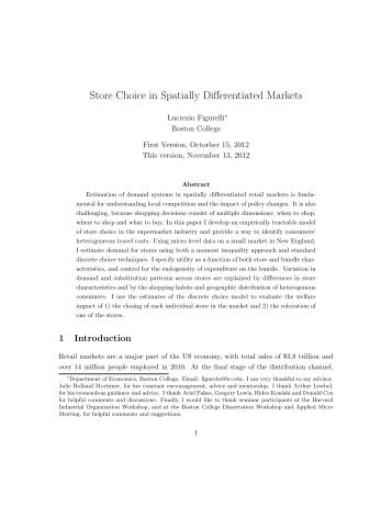 Store Choice in Spatially Differentiated Markets - Boston College