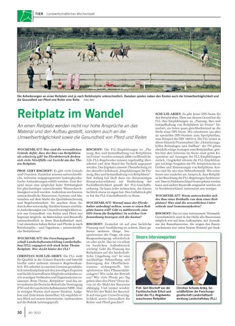 Interview "Reitplatzbau" im Landwirtschaftlichen Wochenblatt - FLL