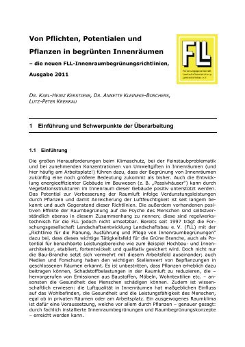 Von Pflichten, Potentialen und Pflanzen in begrünten ... - FLL