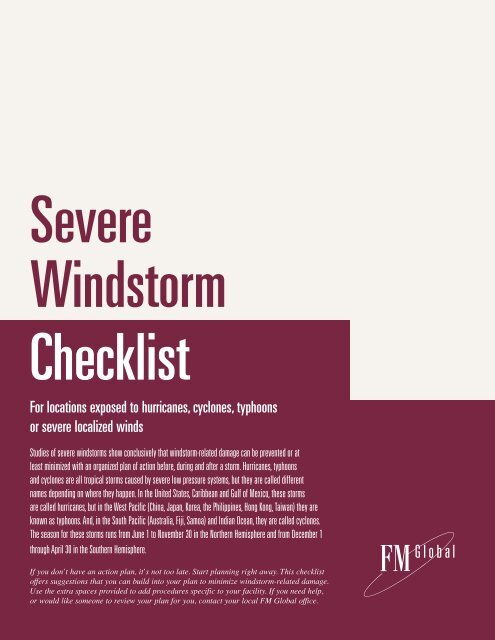 Severe Windstorm Checklist - FM Global