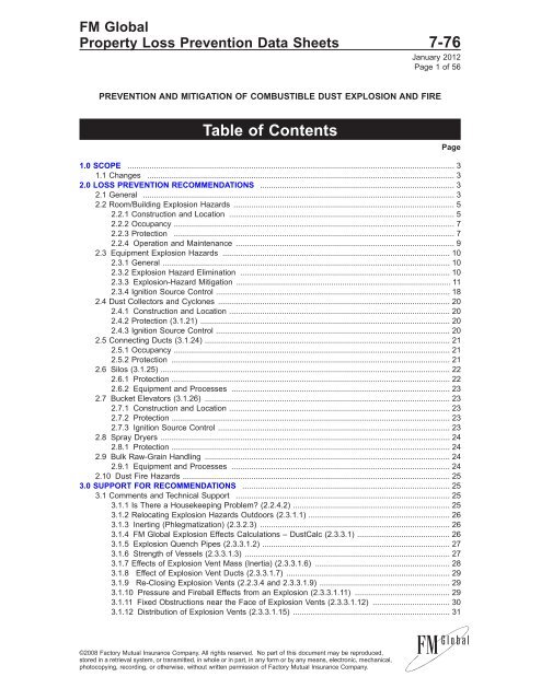 DS 7-76 Prevention and  Mitigation of Combustible Dust ... - FM Global