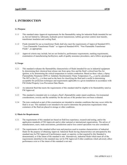 Approval Standard for Flammability Classification of ... - FM Global