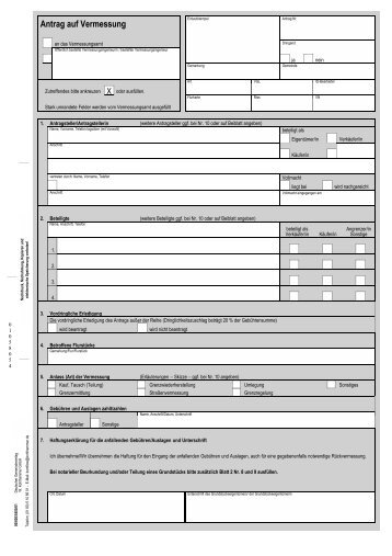 Antrag auf Vermessung