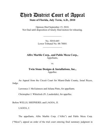 Twin Stone Designs & Installations, Inc. - Third District Court of Appeal