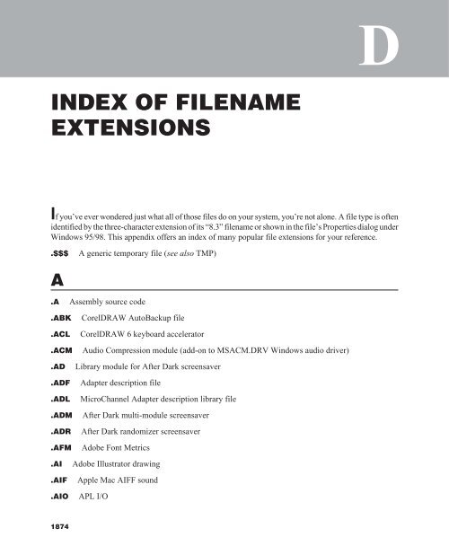 D INDEX OF FILENAME EXTENSIONS If - Arcon Lab
