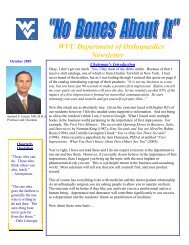 WVU Department of Orthopaedics Newsletter - West Virginia ...