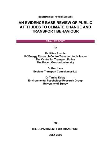 An Evidence Base Review of Public Attitudes to Climate Change ...