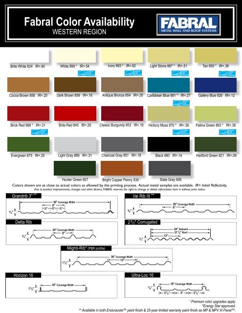 Fabral Color Availability