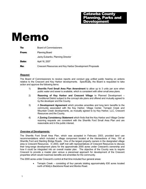 Planning Board Memo - Catawba County Government