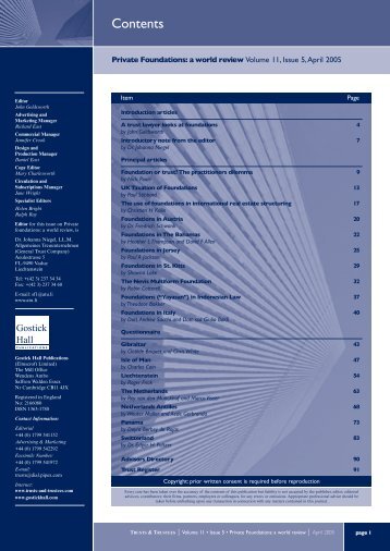 Private Foundations: a world review - Trusts & Trustees