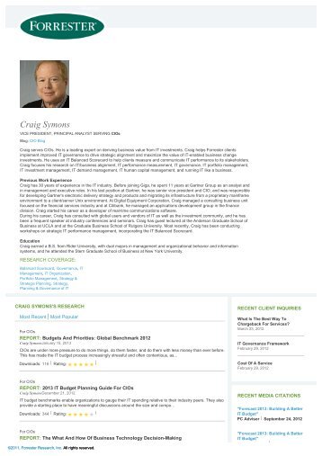Forrester Research : Analyst : Craig Symons - Forrester.com
