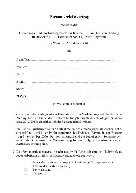 Ausbildungsvertrag Forschungs