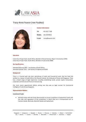 Tracy-Anne Fearon (nee Foulkes) - Law Asia. International Lawyers