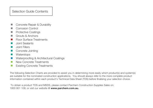 Product Selection CHARTS - Parchem