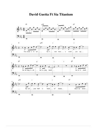 David Guetta Ft Sia Titanium - Free Pop Piano Sheet Music