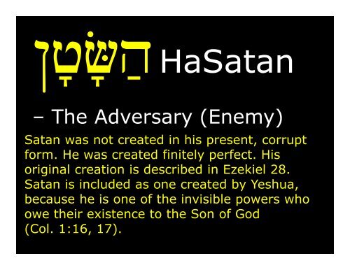 The Six Abodes of Satan - Congregation Yeshuat Yisrael