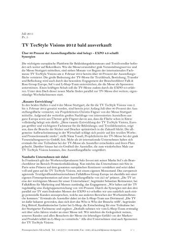 Pressemitteilung als PDF - TV TecStyle Visions