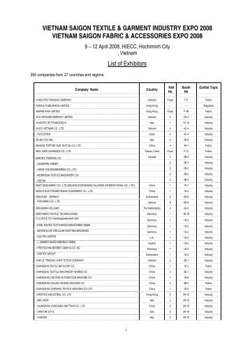 VIETNAM SAIGON TEXTILE & GARMENT INDUSTRY EXPO 2008 ...