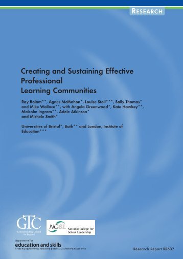 Creating and Sustaining Effective Professional Learning Communities