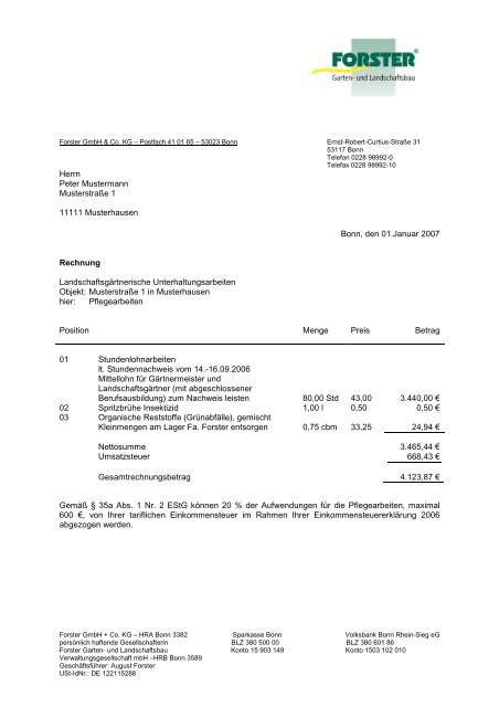 Angebot Garten Landschaftsbau Muster Angebot Garten Landschaftsbau Muster