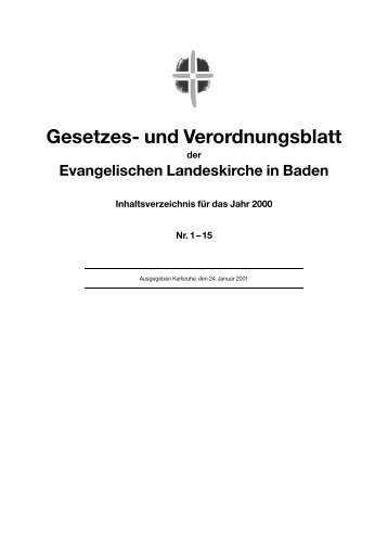 Gesetzes- und Verordnungsblatt - Inhaltsverzeichnis 2000