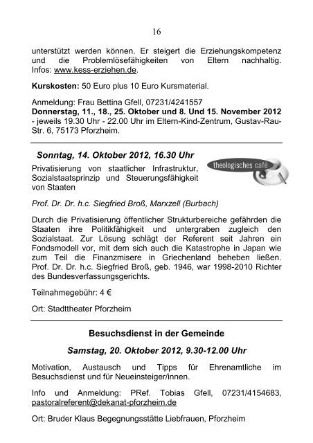 Pfarrblatt Nr. 13-2012 - bei der Seelsorgeeinheit Pforzheim West