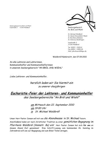 Eucharistie-Feier der Lektoren- und Kommunionhelfer