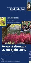 PROGRAMM Veranstaltungen 2. Halbjahr 2012 - Klinik Hohe Mark