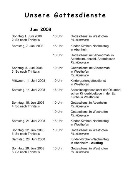 Juni-Juli-August 2008 - Evangelische Kirchengemeinde Westhofen ...