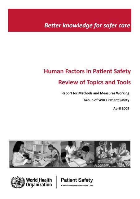 Human Factors in Patient Safety - World Health Organization
