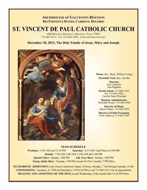 December 30, 2012 - Saint Vincent de Paul Catholic Church